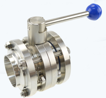 Stainless Steel Sanitary Union Manual Direct Way Butterfly Control Valve