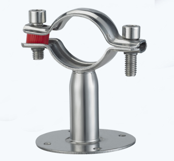 Stainless Steel Sanitary Round Pipe Holder With Base Plate